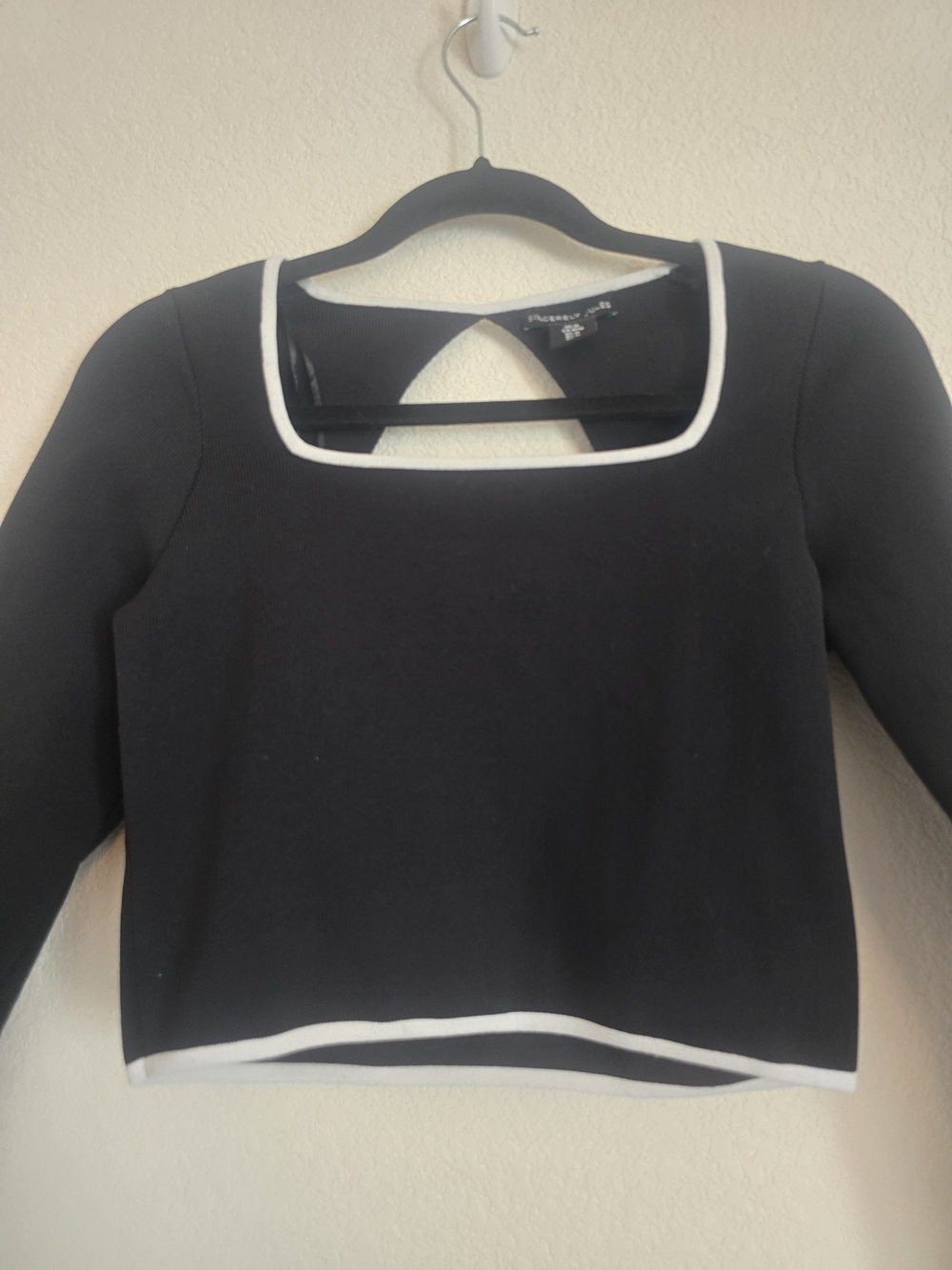 Sincerely Jules 90's Black Contrast-Trim Square Neck Crop Top Size Medium